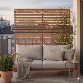 Paravento da balcone in legno colore naturale 153x185 cm - Hartman
