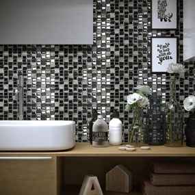 Mosaico pietra Vertical Freedom Black nero, 11 pezzi