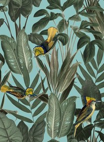 Rebel Walls Carta da parati Birds of Paradise - Lush Green