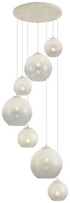 Lampada a sospensione Art Déco beige con vetro bianco 7 luci - Sandra