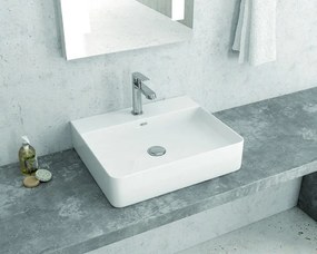 Lavabo bagno da appoggio 50cm ceramica bianco lucido | Litos-0006 - KAMALU