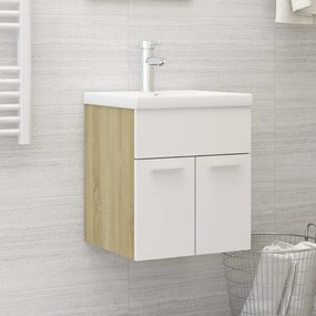 Mobile da bagno con lavabo bianco e rovere sonoma in truciolato