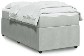 Giroletto A Molle Con Materasso Grigio Chiaro 90x190 Cm Velluto /