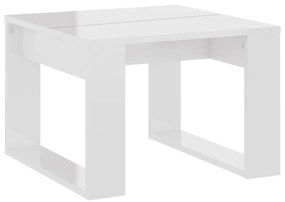 Tavolino di servizio bianco lucido 50x50x35 cm in truciolato