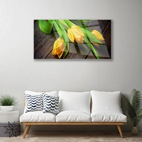 Quadro su vetro Fiori di tulipani 100x50 cm