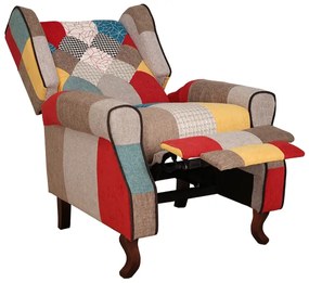 Poltrona relax tessuto patchwork BERGERE Reclinabile poggiapiedi