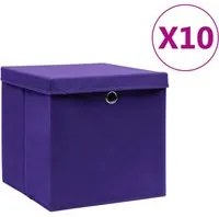 Contenitori con Coperchi 10 pz 28x28x28 cm Viola 325214