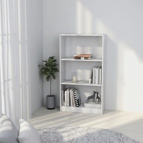 Libreria a 3 Ripiani Bianca 60x24x109 cm in Legno Multistrato