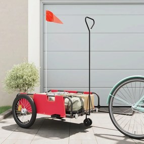 Rimorchio Da Bici Rosso E Nero İn Tessuto Oxford E Ferro /