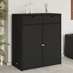 Armadietto Portaoggetti Giardino Nero 105x55x113cm Polyrattan /