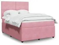 Giroletto a Molle con Materasso Rosa 140x190 cm in Velluto 3292333