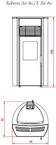 Royal Roberta Air 80 Stufa A Pellet Ad Aria Con Top In Ceramica 8 Kw Serbatoio 19kg 54x52x104 Cm In Acciaio Bianco