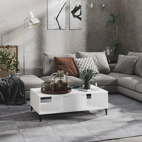 Tavolino Da Salotto Bianco 103,5x60x35 Cm İn Legno Multistrato /