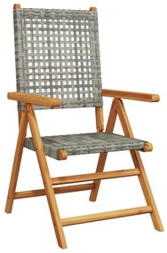 Sedie da giardino 2pz grigie legno massello acacia e polyrattan