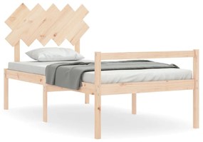 Letto per anziani con testiera 100x200 cm in legno massello