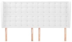 Testiera ad orecchio bianca 203x23x118/128 cm in similpelle