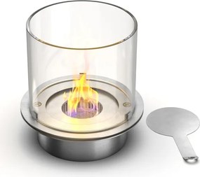 Bruciatore tondo con vetro per camino a bioetanolo biocamino inox 3 lt d.30