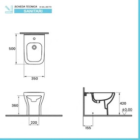 Sanitari filomuro senza brida bianco lucido con sedile soft-close Plana