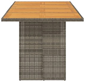 Tavolo giardino piano legno acacia grigio 190x80x74 polyrattan