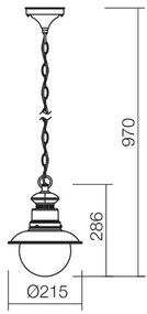 Redo 9046 - Lampadario a sospensione con catena da esterno SCOTT 1xE27/42W/230V IP44