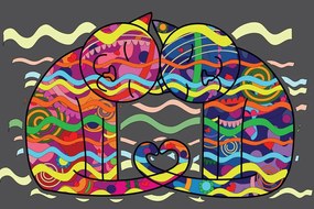 Quadro su tela – Gatti innamorati in stile pop art