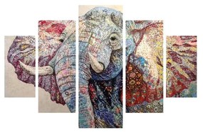 Quadro 5 pezzi Elefante - Wallity
