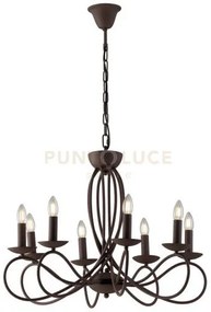 Lampadario ginevra corten 8 luci attacco e14 70x120cm con candelier...