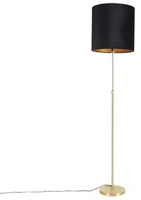 Lampada da terra oro/ottone con paralume in velluto nero 40/40 cm - Parte