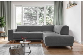 Divano angolare grigio allungabile e con contenitore (penisola a destra/a L) Classy Sophie – Miuform