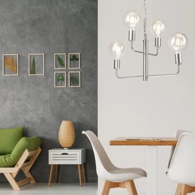 Lampadario a catena ORLANDO 4xE27/60W/230V argento