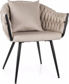 Sedia Nuvo Velvet in velluto beige chiaro – 62x47x86 cm