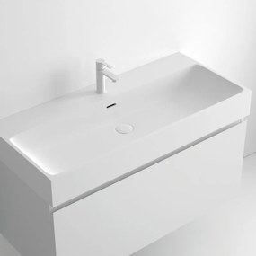 Lavabo da incasso con bordo a vista bacino al centro rettangolare Neo Moon L 60.5 x H 12 x P 46 cm in resina bianco