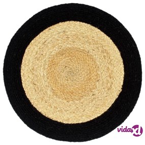 vidaXL Tovagliette 6 pz Naturale e Nero 38 cm in Juta e Cotone