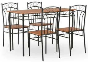 Set Da Pranzo 5 Pz İn Mdf E Acciaio Marrone /