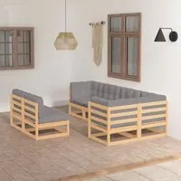 Set Divani da Giardino 7 pz con Cuscini Legno Massello di Pino 3076654