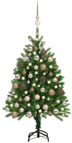 Albero di Natale Preilluminato con Palline Verde, Albero di Natale Preilluminato con Palline Verde 120 cm