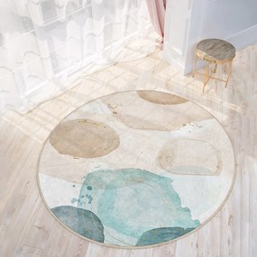 Tappeto rotondo blu/beige lavabile ø 150 cm Puddle – Mila Home