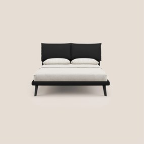 Astrid letto imbottito con piedi in legno in microfibra smacchiabile T11