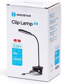 Aigostar - Lampada da tavolo LED dimmerabile con clip LED/2,5W/5V nero