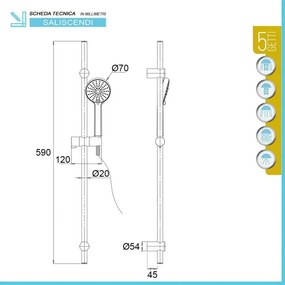 Saliscendi Cromato con Doccetta Monofunzione Cromo