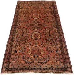 Antik Floreale Rosso Mattone Blu Scuro 78x183 Cm