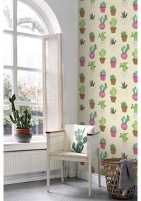 Fotomurale Cactus, verde rosa e beige