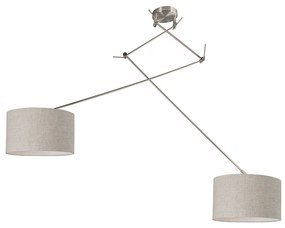 Lampada a sospensione in acciaio con paralume 35 cm grigio chiaro regolabile 2 luci - Blitz