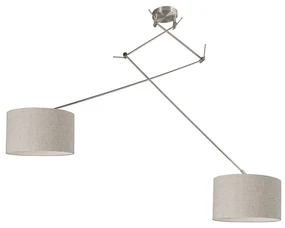Lampada a sospensione in acciaio con paralume 35 cm grigio chiaro regolabile 2 luci - Blitz