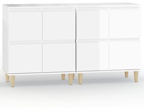 Credenze 2pz bianco lucido 60x35x70 cm in legno multistrato