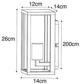 Lampada da parete intelligente marrone ruggine 26 cm IP44 incl. Wifi ST64 - Charlois