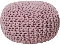 Pouf ottomana rosa in cotone lavorato a maglia perline EPS riempimento rotondo piccolo poggiapiedi 40 x 25 cm