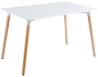 Tavolo Bianco Rettangolare Cucina 80x120xH75 Cm In Mdf Sala Da Pranzo Scrivania Ufficio Moderno Stabile Resistente Gamba Rotonda In Faggio Piedini Regolabili Design Scandinavo 4/6 Persone