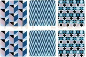 Set 6 pezzi sottobicchiere quadrato disegno modern