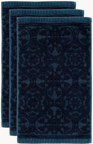 Set di 3 asciugamani ospite in spugna di cotone e velluto Tile